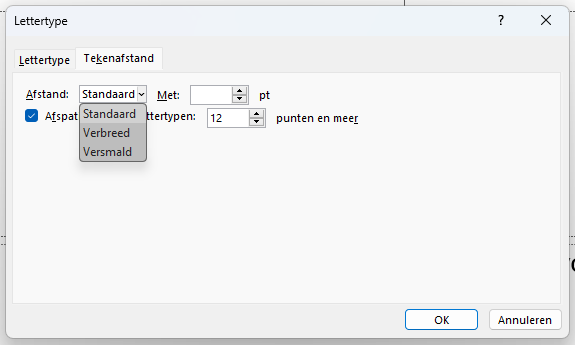 Lettertype spatiering PowerPoint